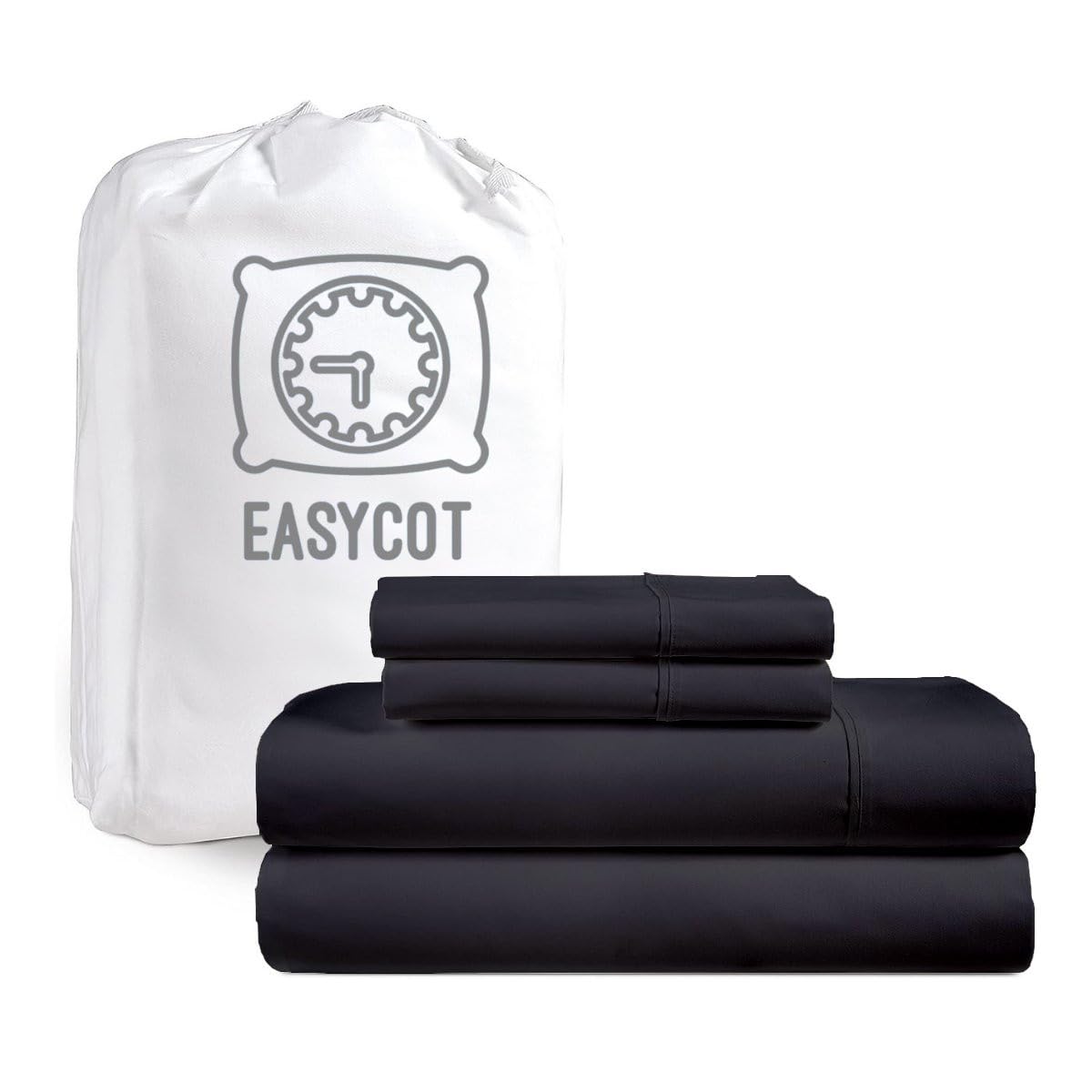 EASYCOT 6 Piece- Bed Sheet Set-Fitted Sheet Flat Sheet & 4pc Pillowcases 100% Egyptian Cotton Luxurious Sateen Weave Bedding Set With 20CM Deep Pocket (Double,Gray)