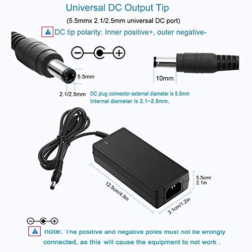 MTYTOT 24V 3A Power Supply Adapter Switching Transformer AC 100V-240V to DC 24 Volt 3 Amp 72 Watt 3000mA 2A 1.5A 850mA for for 5050 3528 LED Strip CCTV Camera Wireless Router3D Printer LED Driver