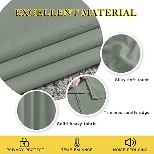Image of NICETOWN Blackout Sage Green Curtains 84 inch Length 2 Panels Set - Chic Thermal Insulated Grommet Room Darkening Window Drapes for Bedroom /Living Room, W52 x L84
