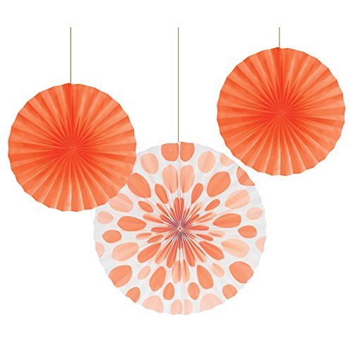 Creative Converting 3 Count Solid and Polka Dots Paper Fans, 12
