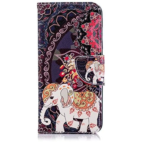 Samsung Galaxy J6 2018 Case, Shockproof Premium Slim PU Leather Flip Pouch Wallet Silicone Cover with Magnetic Stand Card Holder Slot Protective Phone Cases for Samsung Galaxy J6 Elephant Cover