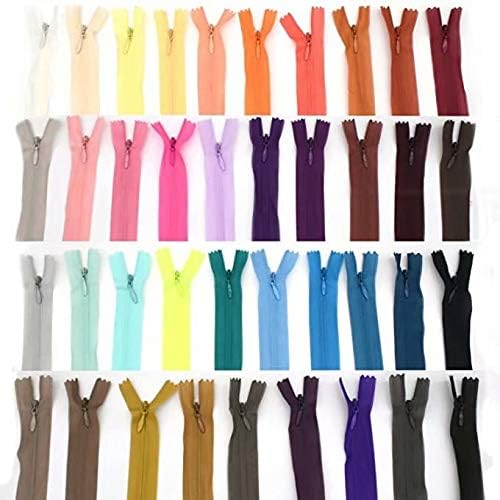 JILIGUALA 39 Color 40cm Tailor Sewing Nylon Coil Closed End Invisible Zippers for DIY Bags,Clothing（15.74 inch）