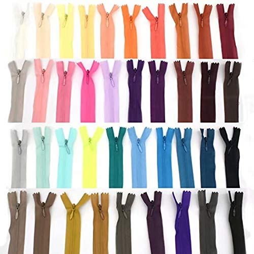 Jiliguala 39 Color 40Cm Tailor Sewing Nylon Coil Closed End Invisible Zippers For Diy Bags,Clothing（15.74 Inch） #TOP30