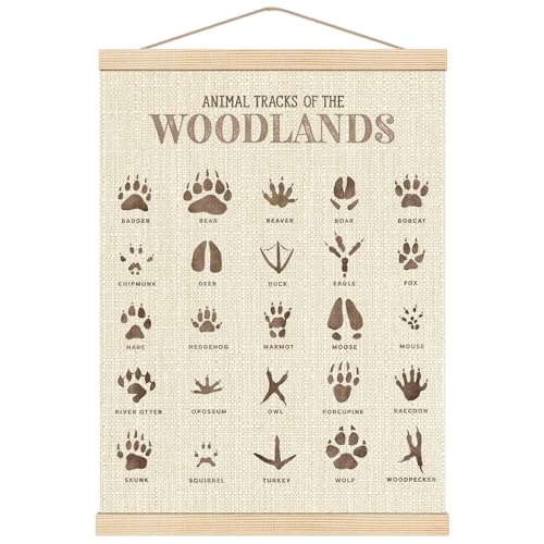 Image of Boat Wades Animal Footprints Poster Hanger Frame, Kids Bathroom Playroom Decor, Footprints Nursery Hanging Banner Wall Art Decor for Toddler Kids Girl Boy Room Classroom, 12x16 Inch