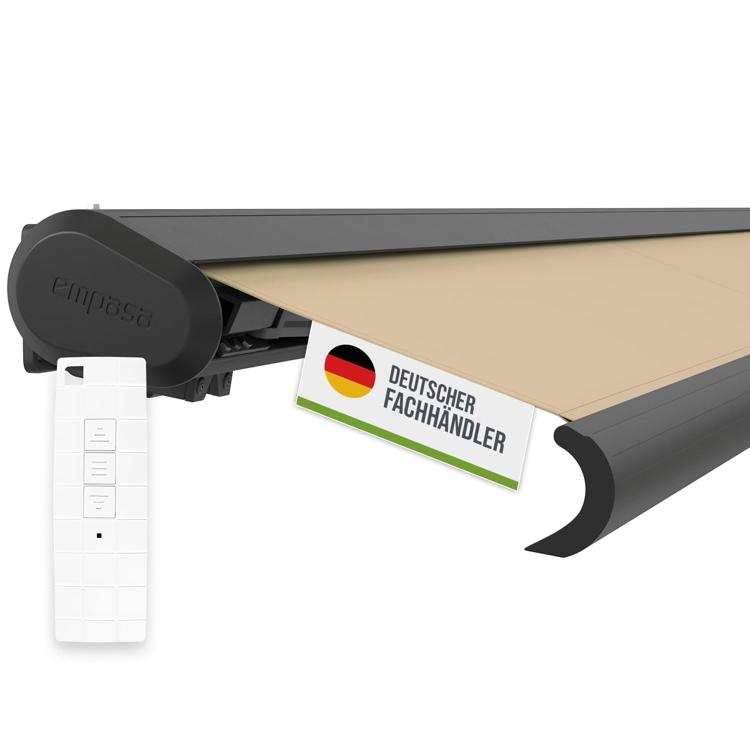 empasa Profi Electric Full Cassette Awning, Cassette Awning, Articulated Arm Awning, Sun Awning, Sun Protection, Fully Assembled, Colour: Sand, Size: