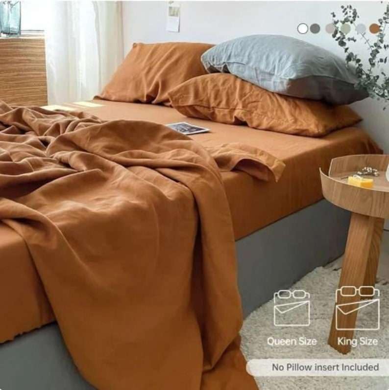 IndieVibes Luxurious Soft 100% Organic Washed Cotton 3 Piece Flat Sheet Set | 180 Thread Count Easy Care Small Bed XL Size Flat Bedsheet Set | Hotel Quality 360 GSM Flat Bed Sheet with Pillow Case