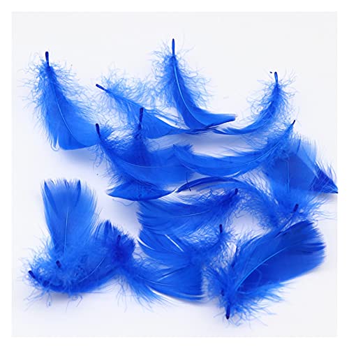 JINGGEGE Feathers Großhandel 100 Stück 4-8 cm kleine Schwanenpflaumen flauschige bunte natürliche Gänsefedern für Handwerk, Kleider, Trimmen, Schmuckherstellung (Farbe: blau, 100 Stück)