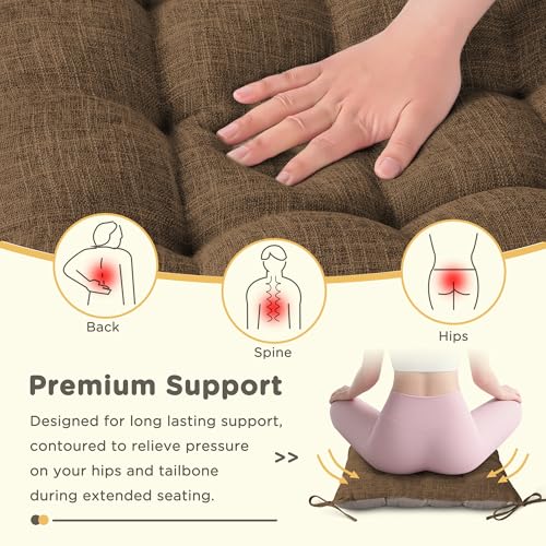 MineCozy Rocking Chair Cushion Indoor 2 Pack Extra Large Rocking Chair Pads High Back Non Slip Textured Set of Seat Back Cushion with Ties for Wooden Rocker 20x20 Inch Coffee - Image 6