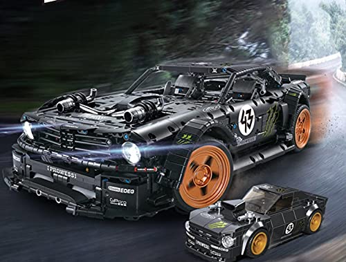 QIXIAOCYB XSuper Technics Race Car-Modell für verbesserte Mustang mit goldenen Rädern, Mini Fordcar 3145PCS RC Racing… – Bild 7