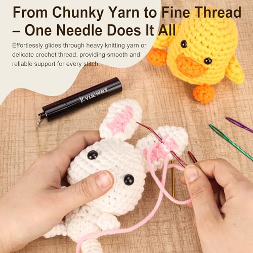 Image of Premium Tapestry Needle & Weaving Needle Set for Crochet, Anodized 6063 Aluminum Bent Tip Yarn Needles with Portable Storage Tube for Crochet Finishing, Amigurumi & Knitting (Pack of 2)