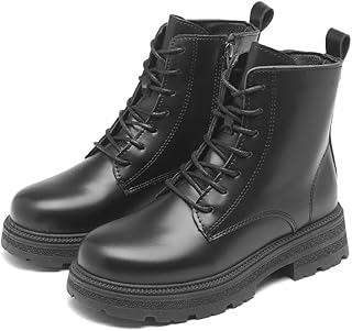 [Minax] ショートブーツ レディース 厚底 サイドジップ レースアップ 編み上げブーツ 歩きやすい 美脚 防滑 秋冬 ブラック おしゃれ カジュアル 大きいサイズ