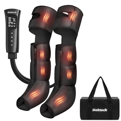 Nekteck Air Compression Leg Massager with Heat Full-Leg Massage Boots for Foot Calf & Thigh Circulation and Muscle Pain Relief
