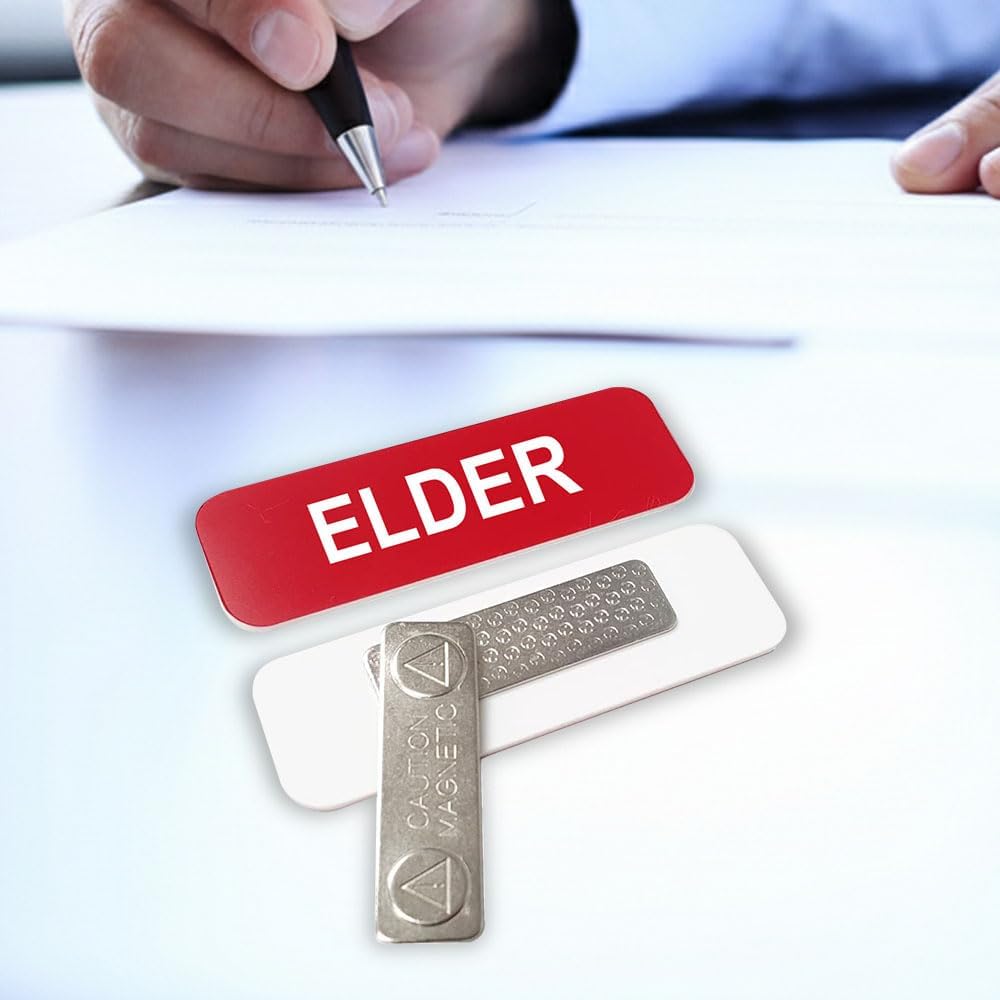 Elder 1 x 3 Name Tag, Black (10 Pack)