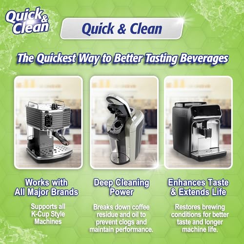 Image of Quick & Clean [18-Pack] Cleaning Pods - K Cup Cleaner Pods for Keurig - 2.0 Coffee Machine Compatible, Removes Stains, Non-Toxic and Eco-Friendly