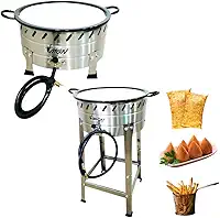 Fritadeira Industrial a Gás em Aço Inox, 10L, Tacho N.18, para Pastel e Batatas (FRITADOR INOX COM PÉ)