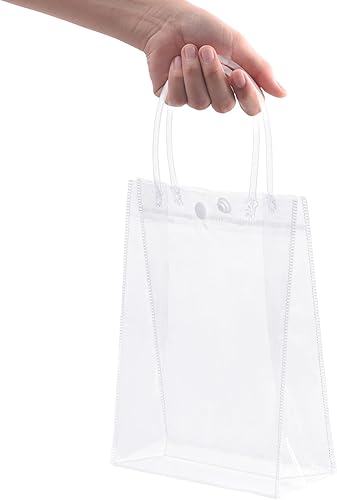 Miniatura 5 de 25 bolsas de regalo de PVC transparente con asas, pequeñas bolsas de plástico transparentes, bolsas de compras reutilizables para bolsas de dulces
