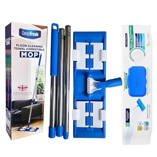 Deep Fresh Floor Cleaning MOP, + *Free 50 pcs Floor Cleaning Wet Towel, White Soap Scented 1 x 50pcs