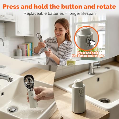 Heated Ice Cream Scoop, Rechargeable Removable Battery, 30s Heat to 162°F | One Touch 3 Heat Levels, LED Status Indicator, 3000mAh Removable Battery, Ideal for Kids & Seniors Scooping Frozen Desserts - image 4