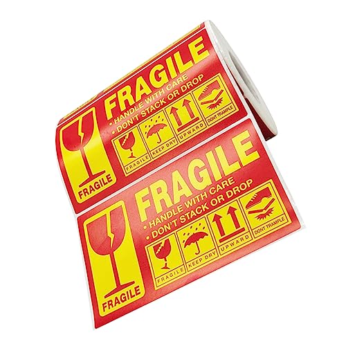KICHOUSE Fragile Labels Pack 300pcs Stickers for Shipping Handle Care Moving Packaging