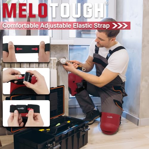 Image of MELOTOUGH Knee Pads for Work,Construction,Flooring,Gardening-Comfortable and Flexible(Red)