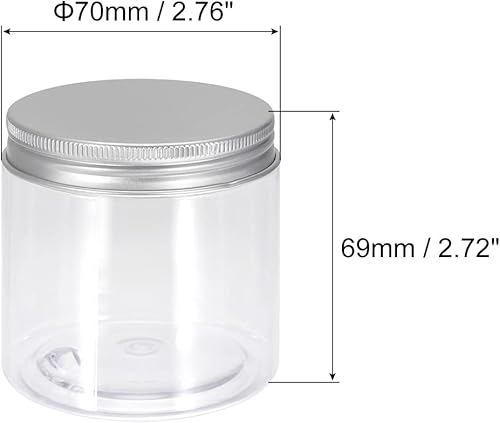 Miniatura 2 de uxcell Tarros de plástico transparente con tapa de aluminio en tono plateado, 10 recipientes redondos recargables de almacenamiento de alimentos de