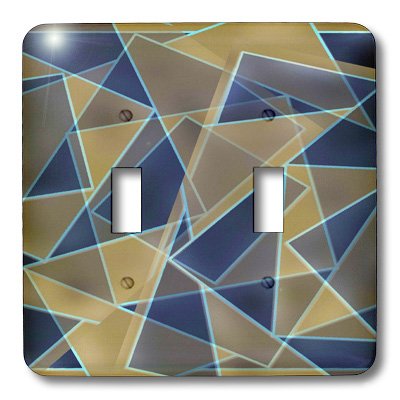Interruptor doble geométrico retro azul y beige 3dRose lsp_29122_2 3