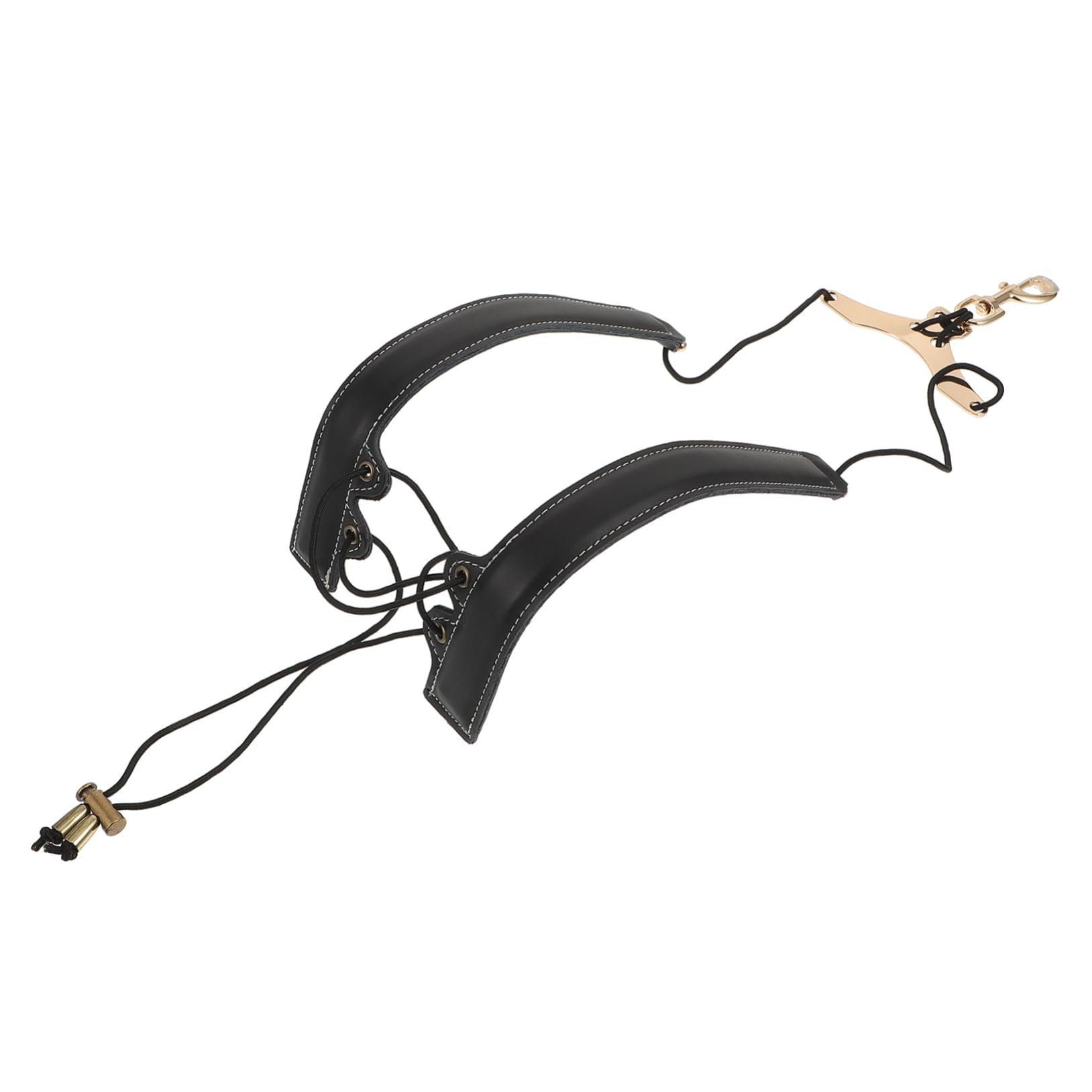 BESTonZON Bandoulière pour Saxophone, Harnais à 2 Épaules en Cuir de Vache et Métal, Noir, Soulage la Nuque et Maintient L’instrument