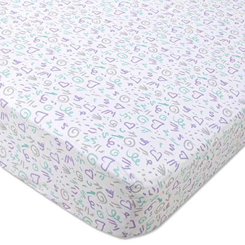 Image of Dreams & Doodles 2 Pack Microfiber Fitted Crib Sheets for Baby Girl, Boy & Neutral, 28x52