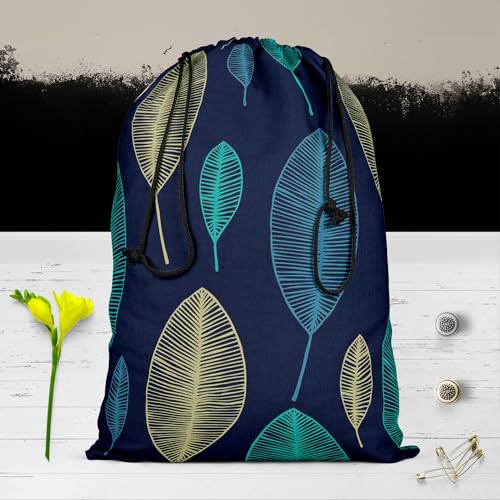 Image of ArtzFolio Linear Leaves | Reusable Sack Bag | Bag for Gym, Storage, Vegetable & Travel