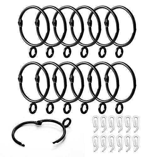 Lot de 12 anneaux et crochets de rideaux en plastique - Diamètre intérieur de 38 mm - Peuvent être ouverts et fermés Cover