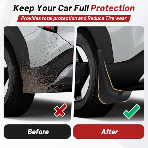 Image of Sunsdrew Mud Flaps for 2024 2025 2026 Kia EV9 Accessories,All Weather Guard EV9 Guards Mudguards,No-Drill Front&Rear 4PCS Mud Flaps Set with Hardware(Without Running Board)
