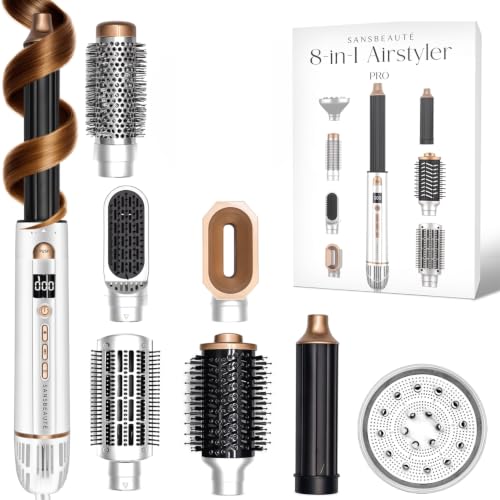 SANSBEAUTÉ® 8-in-1 Airstyler met Diffuser - Multistyler - Hairwrap - Föhnborstel Kort Haar - Haarkruller - Haarstyler - Haardroger - Krulborstel - Krultang - Stijlborstel