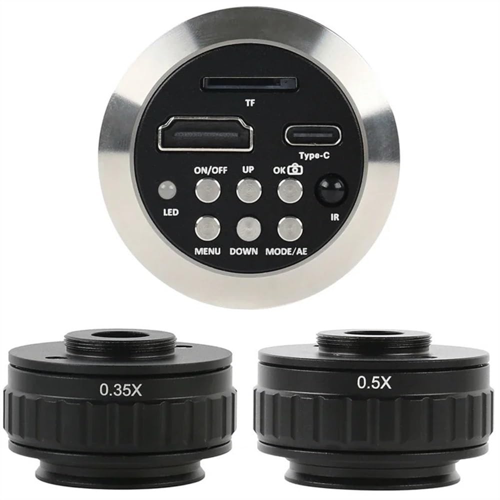 Microscopio Cámara de vídeo Digital HDMI 4K 1080P de 48 MP con Adaptador de Lente CTV de 0,35 X y 0,5 X for microscopio estereoscópico biológico trinocular
