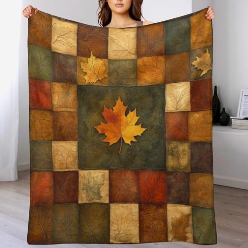 HDESDIS Fall Art Deco Theme Flannel Throw Blanket, Soft Cozy