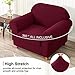 SUBRTEX Stretch Chair Covers 2 Piece 1 Seater Armchair Couch Sofa Cover Washable Furniture Protector with Elastic Bottom for Kids, Pets(Wine,Armchair)