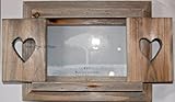 fenster eiche rustikal Chic und shabby Bilderrahmen mit Fensterläden (rustikal, aus Holz, mit Herzen in den Fensterläden), Maße:15,2 x 10,1 cm