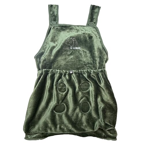 Wag&Wink 猫用 抱っこエプロン（有孔）厚手 寝袋風 カンガルーポケット 秋冬 防寒対策 防粘毛カバー 猫を胸に抱くエプロン 墨緑／サックスブルー フリーサイズ (ダークグリーン)