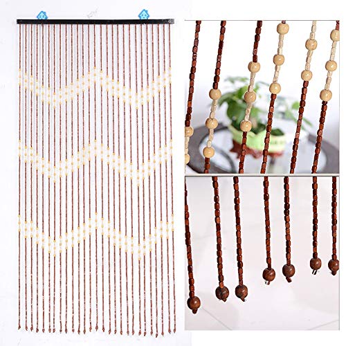 Rideau de perles bois contre les insectes pour separation porte 90x175