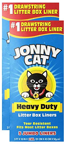 JONNY CAT Heavy Duty Litter Box Liners, Jumbo, 5 Liners-Box (2 Pack)