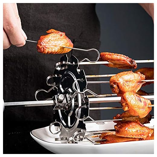 Further BBQ grillbur, rostfritt stål metallrostare med 10 gaffel rotisserie spett nål bur ugn kebab tillverkare grill (utan mellanaxel och skruvar)