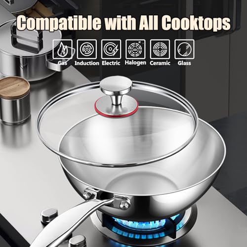 Wok de acero inoxidable con tapa 11.02 in miniatura 5