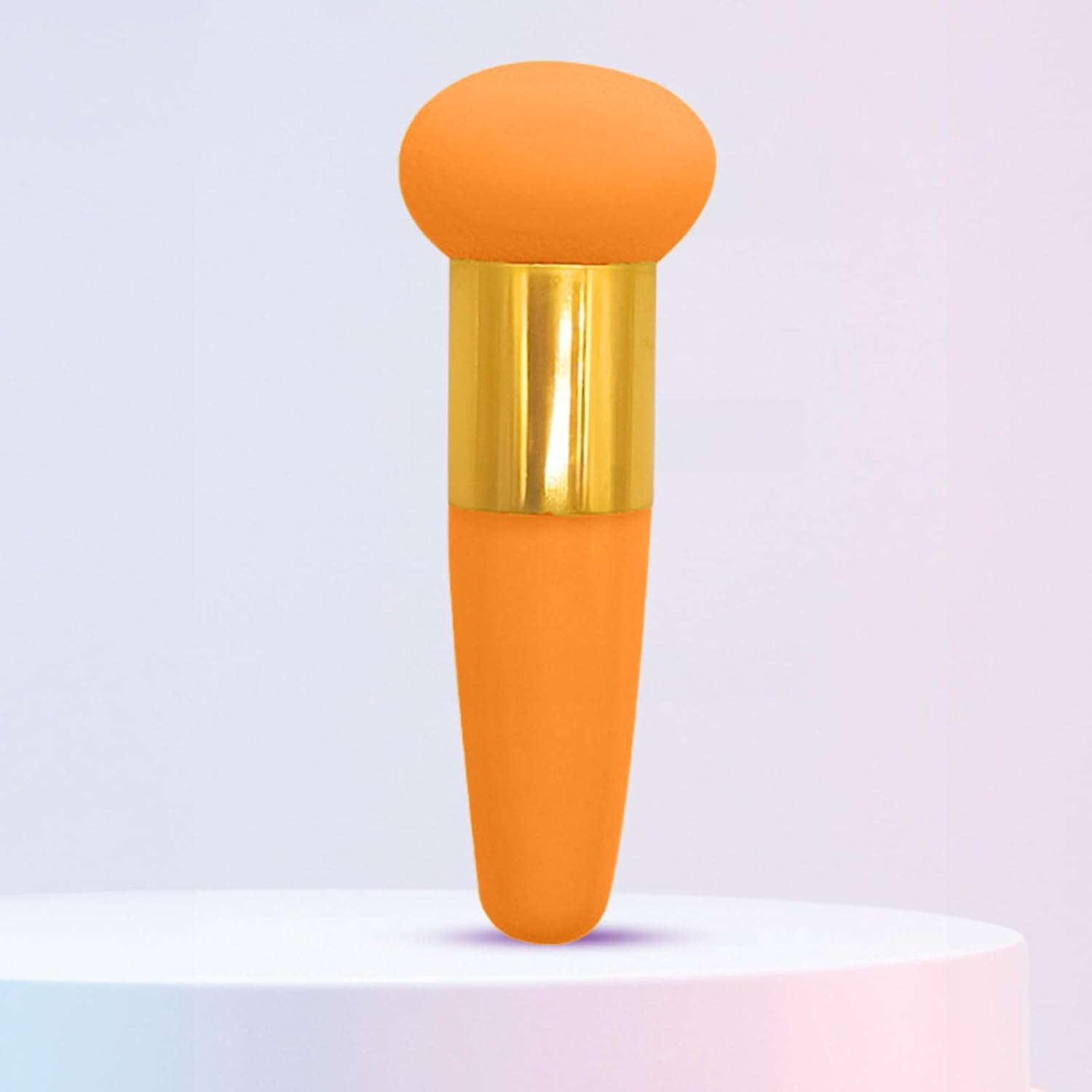 Foundation Makeup Sponge with Handle Beauty Blender for Flawless Application and Blending, Orange