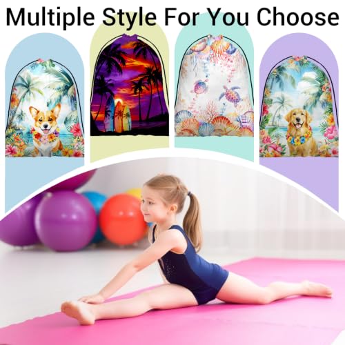 Image of Purple Palm Trees Drawstring Storage Bag Pouch Athlete Bag for Swimming