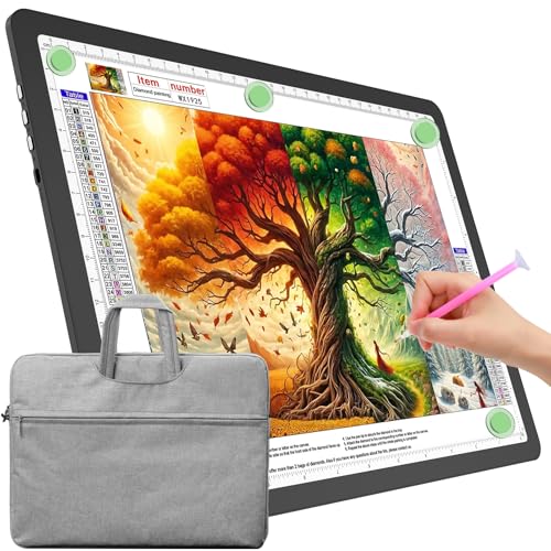 TOHETO Mesa luminosa A4 con bolsillo para pintura de diamantes, caja de luz ultrabrillante con botones laterales, almohadilla de luz LED para trazar, placa de luz para esbozar, dibujar, diseñar (negro