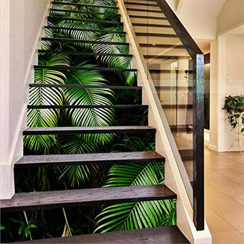 MISSSIXTY Stair Sticker, 13PCS/Set 3D Palms Self-Adhesive Stair Risers Stickers Vinyl Staircase Stickers Stairway Decal Mural Wallpaper Home Decor 39.3 Inch x7.08 Inch¡­