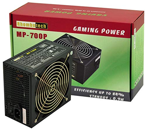 Rhombutech® 700 Watt PC-Netzteil ATX - Gaming - Saving Power - Effizient bis zu 84% - Aktiv PFC - 140mm kugelgelagerter Lüfter (MP-700)