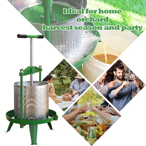EJWOX Green Fruit Wine Press 3.69 Gal - Heavy-duty T-Handle & Cross-beam, Stainless Steel Juice Maker for Apple, Grape, Home Brewing by EJWOX - Used condition - Image 5
