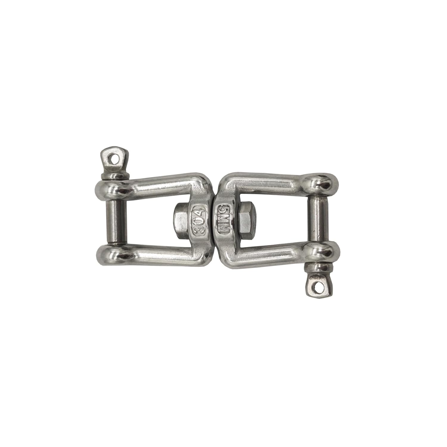 10Pcs M5 Double Swivel Eye Hook, 304 Stainless Steel Jaw x Jaw Chain Swivel Anchor Connector Clevis Double Shackle Ring for Boat, Hanging