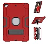 Jaorty Case for iPad Mini 5 2019,for iPad Mini 4 2015,7.9 Inch,3 in 1 Hybrid [Soft&Hard] Heavy Duty Rugged Stand Cover Shockproof Anti-Slip Anti-Scratch Full-Body Protective Case,Red/Black