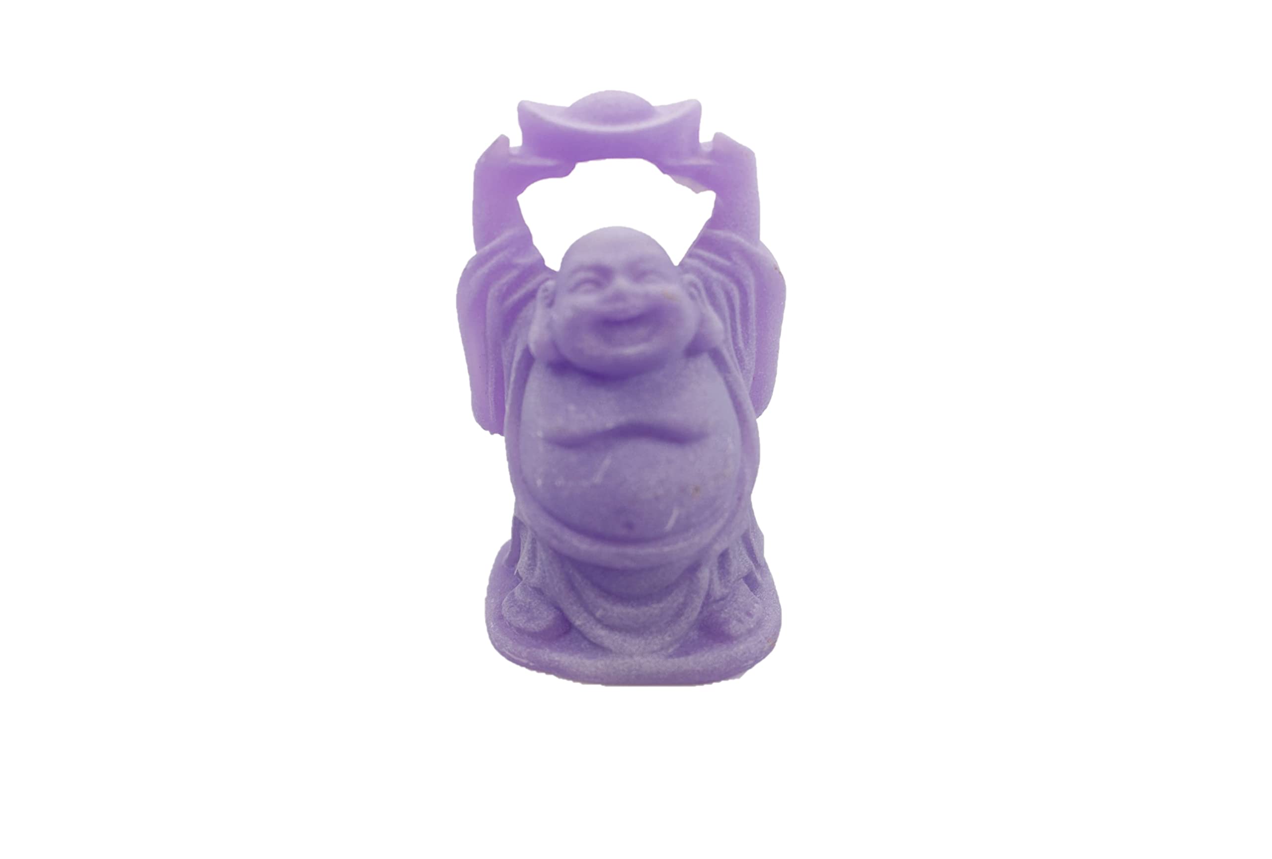 Feng Shui - Juego de 6 figuras de Buda morada de 3 pulgadas, color marfil, cara feliz que brilla en la oscuridad, estatua de cristal verde, piedra preciosa tallada riqueza y buena suerte